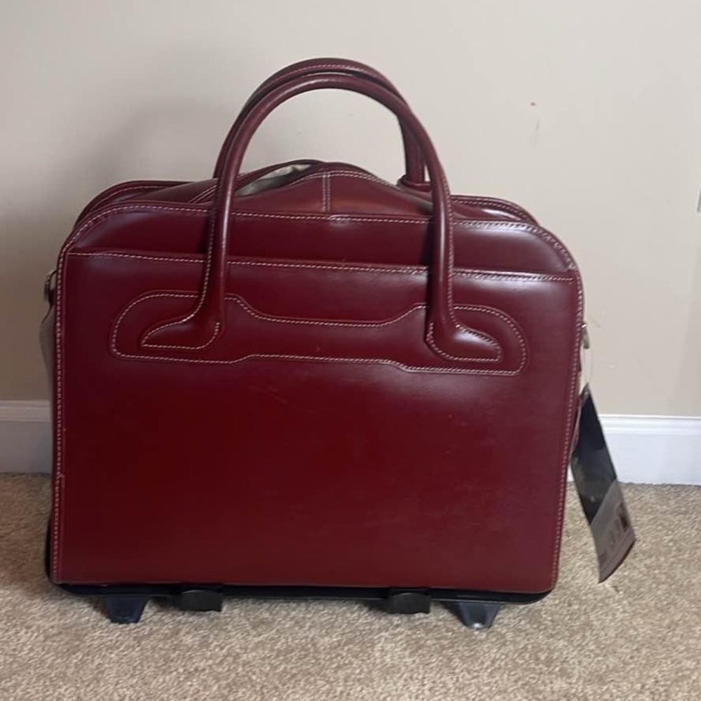 NEW McKlein Willowbrook, 17" Leather Detachable -Wheeled Ladies' Laptop Bag